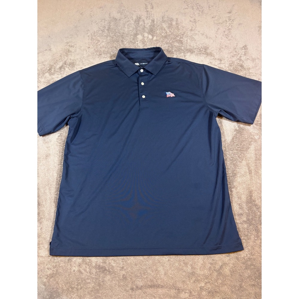 Onward Reserve Performance Polo Shirt Mens Large Navy Blue American Flag Logo